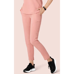 Mandala Women's Dusty Pink Scrubs Top and Slim Pants Set - Size M